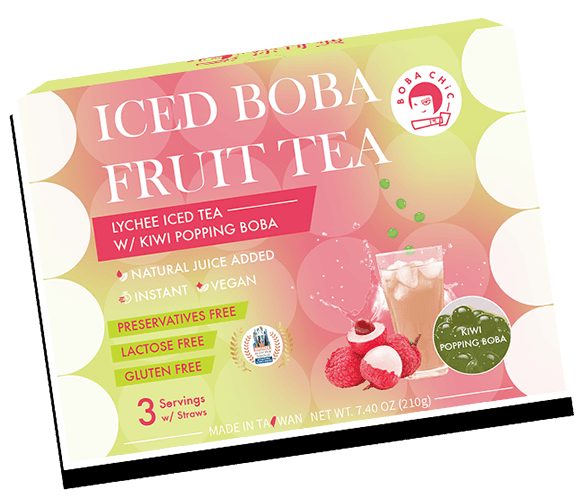 BOBA CHiC Lychee Bubble Tea Kit with Kiwi Popping Boba