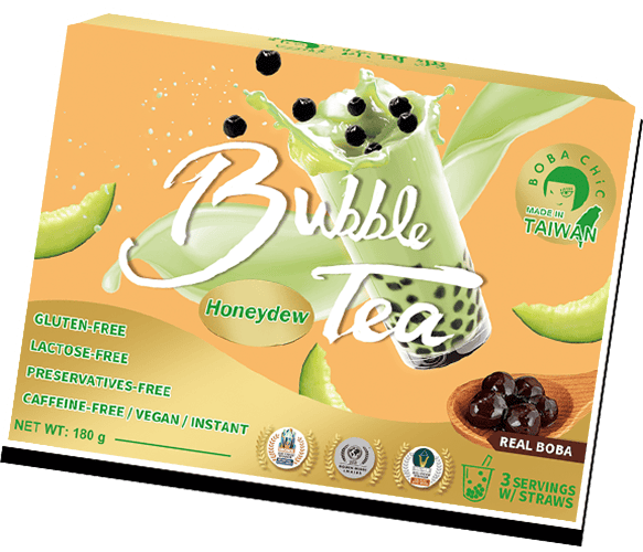 Instant Honeydew Melon Bubble Tea Powder Kits with Real Boba