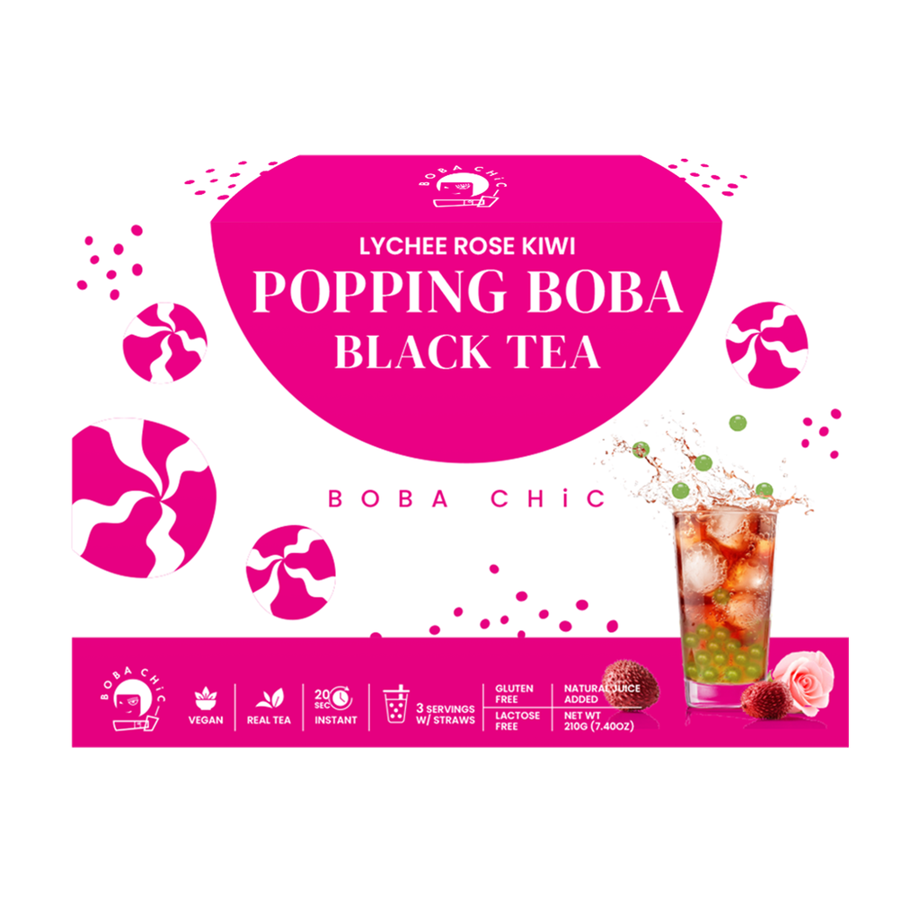 Lychee Rose Popping Boba Black Tea