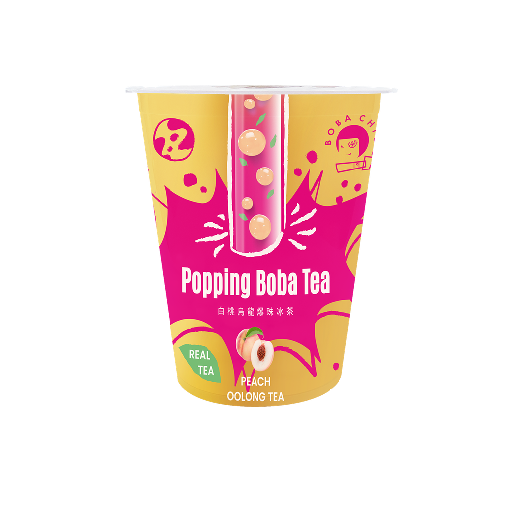 White Peach Oolong Popping Boba Tea