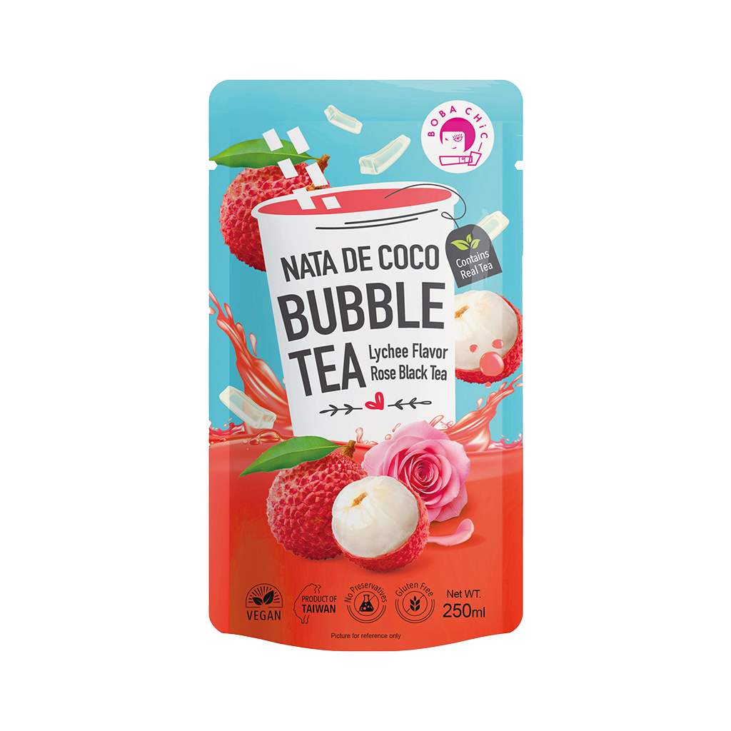 Nata de Coco Bubble Tea-Lychee Rose Blacl Tea Flavor