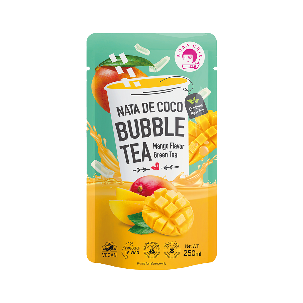 Nata de Coco Bubble Tea- Mango Green Tea Flavor