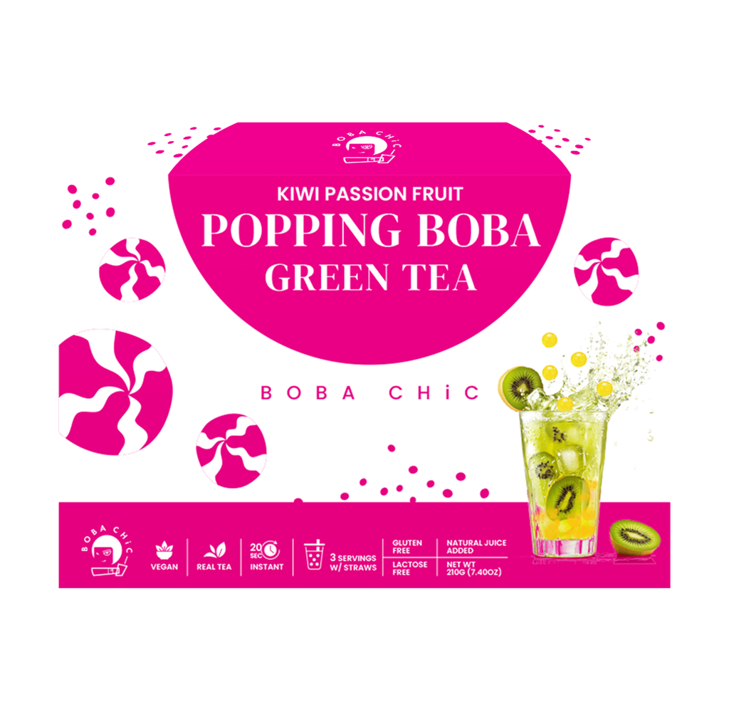 Kiwi Passion Fruit Popping Boba Green Tea
